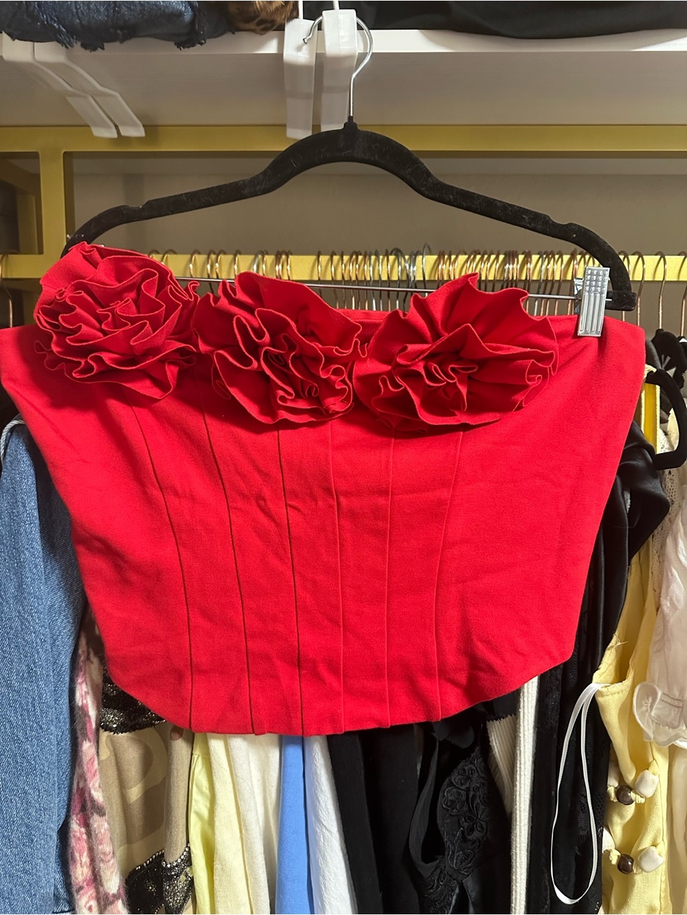 Anthropologie Red Corset Flower Top 🌹🌹🌹